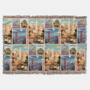 Retro San Francisco Batchwork Throw Blanket