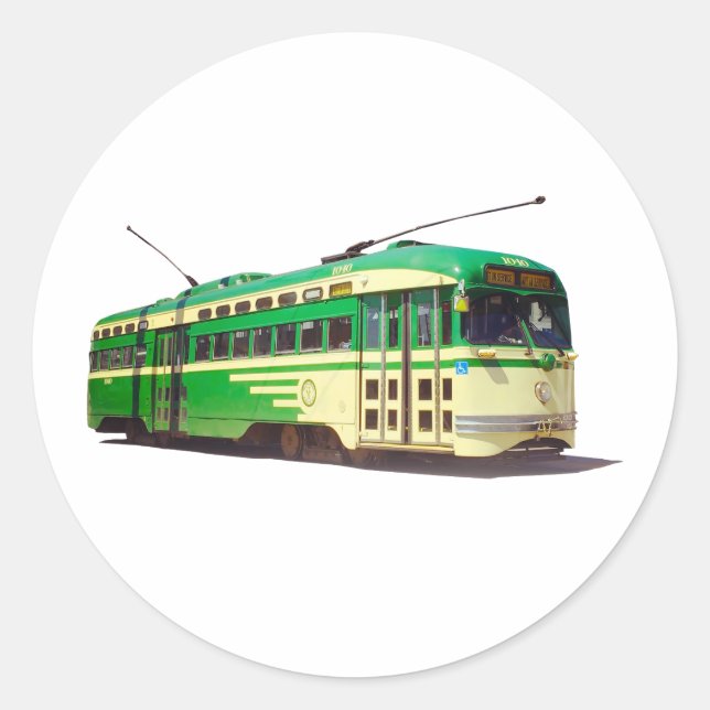 Retro San Francisco Muni Train Classic Round Sticker (Front)