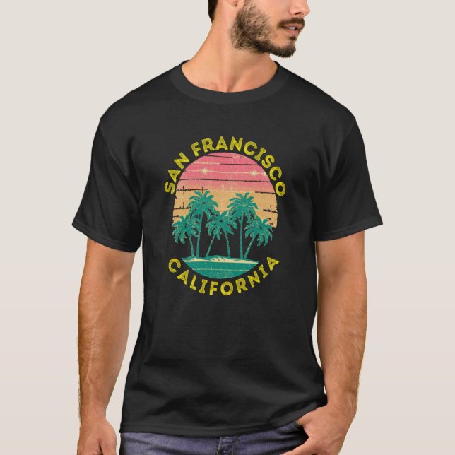 Retro San Francisco Vacation Souvenir Palm Tree T-Shirt (Front)