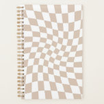 Retro Sand Pink Chequered Warped Chequerboard   Planner<br><div class="desc">Perfect warped chequered design pillow in pastel colours,  full of great vibes. Modern warped checkers in Rose Sand Pink Dusty colour. This nice retro psychedelic design takes you to the wonderland. Warped checks in pastel colours. Twirl and swirl,  twist checks,  chequered pattern</div>