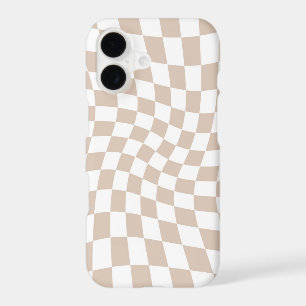 Retro Sand Rose Pink Pastel Warped Chequerboard