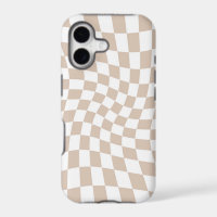 Retro Sand Rose Pink Pastel Warped Chequerboard