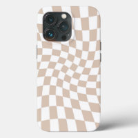 Retro Sand Rose Pink Pastel Warped Chequerboard