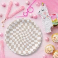 Retro Sand Rose Pink Pastel Warped Chequerboard