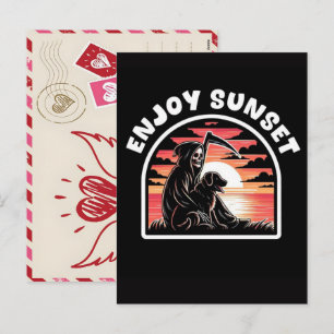Retro Sandhill Tasmanian Devil Silhouette Vintage Holiday Postcard