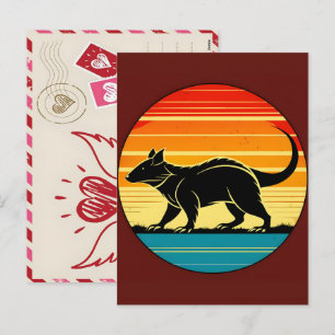 Retro Sandhill Tasmanian Devil Silhouette Vintage  Holiday Postcard