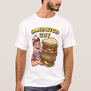 Retro “Sandwich Guy” Foodie Graphic Illustration T-Shirt