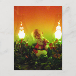 Retro Santa and Bubble Lights Holiday Postcard