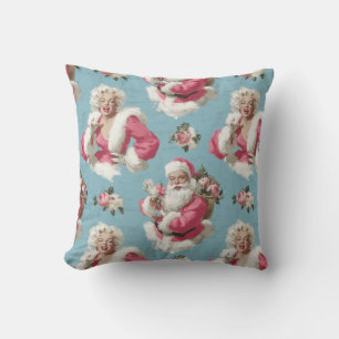 Retro Santa and Glam Holiday Cheer Cushion