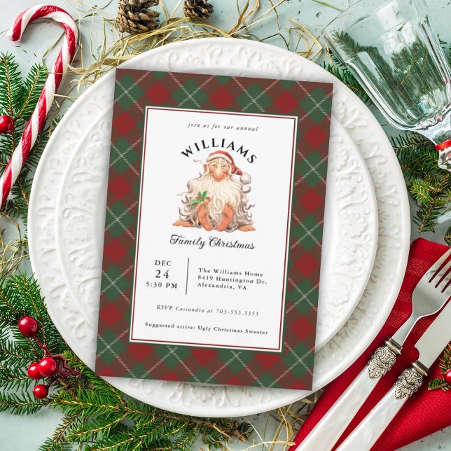 Retro Santa Annual Family Christmas Celebration Invitation (Creator Uploaded)