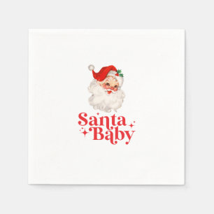 Retro Santa Baby christmas baby shower Napkin