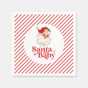 Retro Santa Baby christmas baby shower Napkin