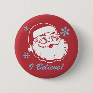 Retro Santa Believe 6 Cm Round Badge