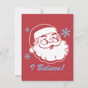 Retro Santa Believe Holiday Card