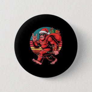 Retro Santa Bigfoot Christmas Funny Sasquatch Xmas 6 Cm Round Badge