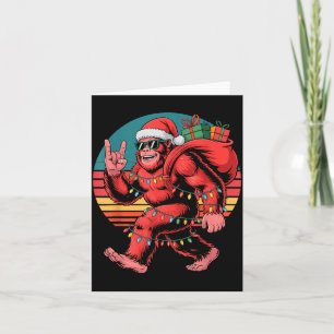 Retro Santa Bigfoot Christmas Funny Sasquatch Xmas Card