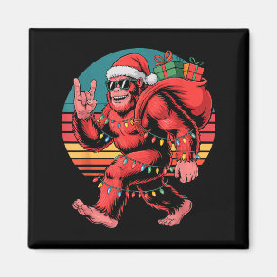 Retro Santa Bigfoot Christmas Funny Sasquatch Xmas Magnet