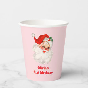 Retro Santa birthday Paper Cups