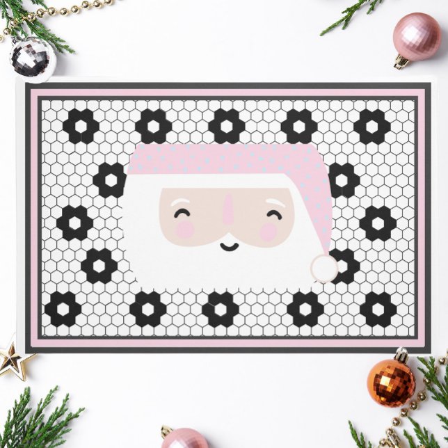 Retro Santa Black and White Tile Christmas Doormat (Creator Uploaded)