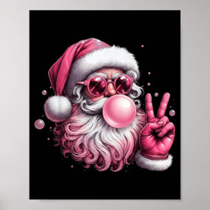 Retro Santa Blowing Bubble Gum Christmas Vintage S Poster
