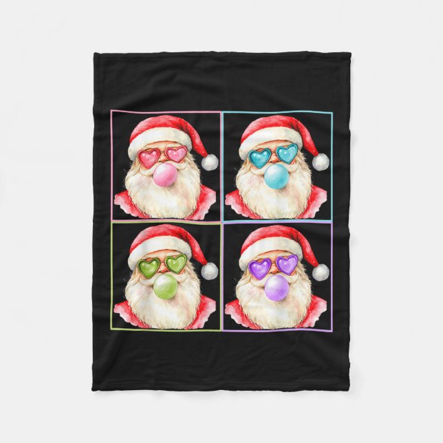 Retro Santa Blowing Bubble Gum P Art Sungles Chris Fleece Blanket (Front)