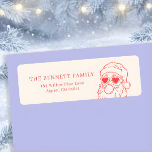 Retro Santa Bubble Holiday Return Address Label