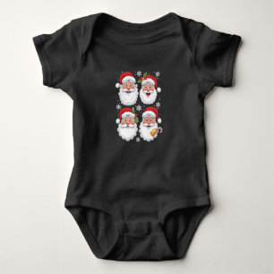 Retro Santa Christma Gift Xmas Matching Family Baby Bodysuit