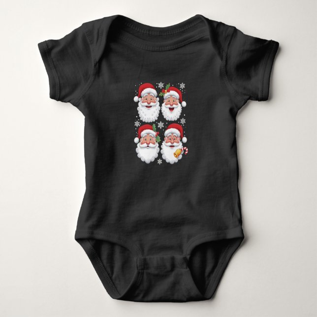 Retro Santa Christma Gift Xmas Matching Family Baby Bodysuit (Front)