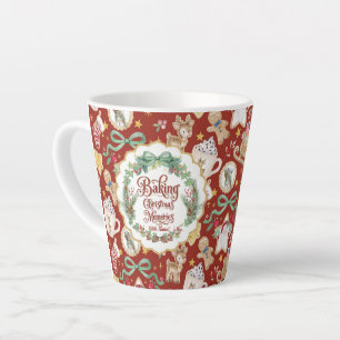 Retro Santa Christmas Baking Cookies w Nana in Red Latte Mug