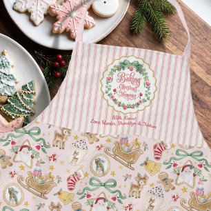 Retro Santa Christmas Baking Cookies Watercolor Apron
