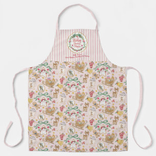 Retro Santa Christmas Baking Cookies Watercolor Apron