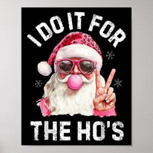 Retro Santa Christmas Blowing Bubble Pink Santa Xm Poster