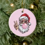Retro Santa Christmas Blowing Bubble Vintage  Ceramic Ornament<br><div class="desc">Retro Santa Christmas Blowing Bubble Vintage Merry Christmas Funny Santa With Sunglasses Xmas Holiday</div>