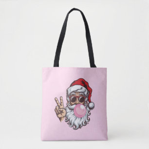 Retro Santa Christmas Blowing Bubble Vintage Tote Bag