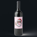 Retro Santa Christmas Blowing Bubble Vintage  Wine Label<br><div class="desc">Retro Santa Christmas Blowing Bubble Vintage Merry Christmas Funny Santa With Sunglasses Xmas Holiday</div>