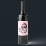 Retro Santa Christmas Blowing Bubble Vintage  Wine Label<br><div class="desc">Retro Santa Christmas Blowing Bubble Vintage Merry Christmas Funny Santa With Sunglasses Xmas Holiday</div>
