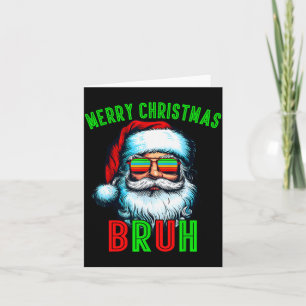 Retro Santa Christmas Bruh Pajama Family Meme Xmas Card