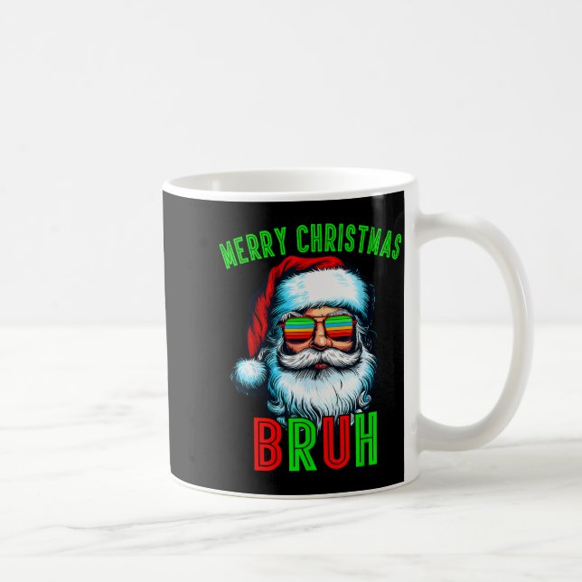Retro Santa Christmas Bruh Pajama Family Meme Xmas Coffee Mug (Right)