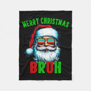 Retro Santa Christmas Bruh Pajama Family Meme Xmas Fleece Blanket