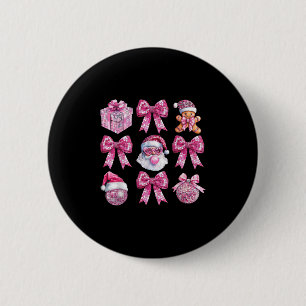Retro Santa Christmas Bubble Gum Pink Sungles Orna 6 Cm Round Badge