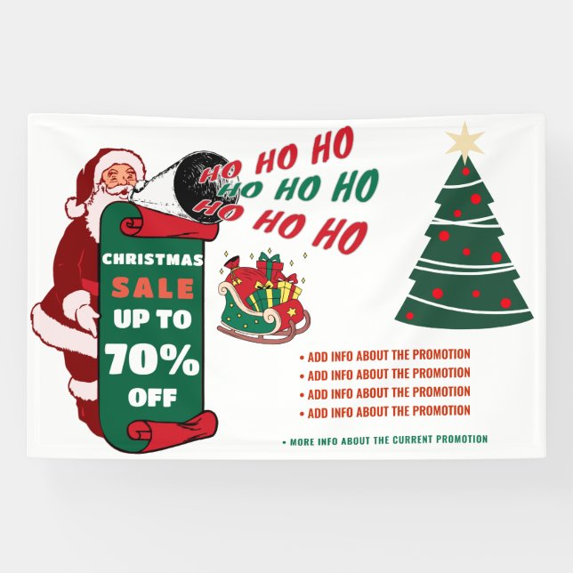Retro Santa Christmas Business Sale Promotion Ads Banner (Horizontal)