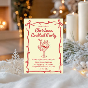 Retro Santa Christmas Cocktail Party Invitation