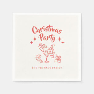 Retro santa christmas cocktail party invitation napkin
