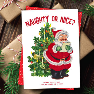Retro Santa Christmas Naughty Nice Non-Photo Card