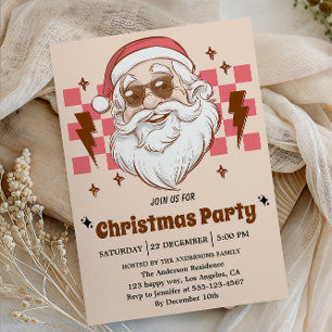 Retro Santa Christmas Party Vintage Holiday Invitation