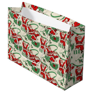 Retro Santa Christmas Present Xmas Large Gift Bag