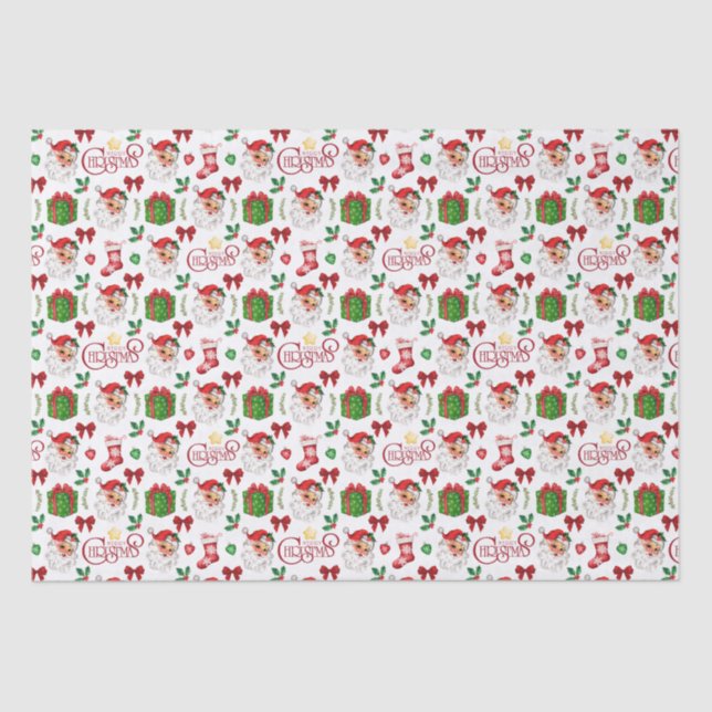 Retro Santa Christmas Tissue Paper (Front)