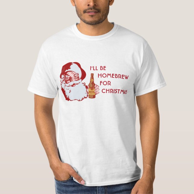 Retro Santa Claus Beer Homebrew Christmas T-Shirt (Front)