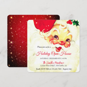 Retro Santa Claus  Celebration, Open House Holiday Card