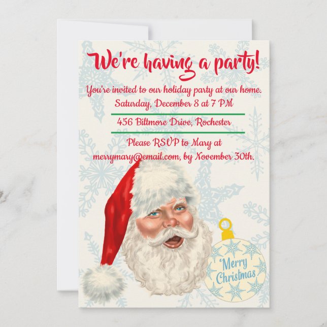 Retro Santa Claus Christmas Party Invitation (Front)